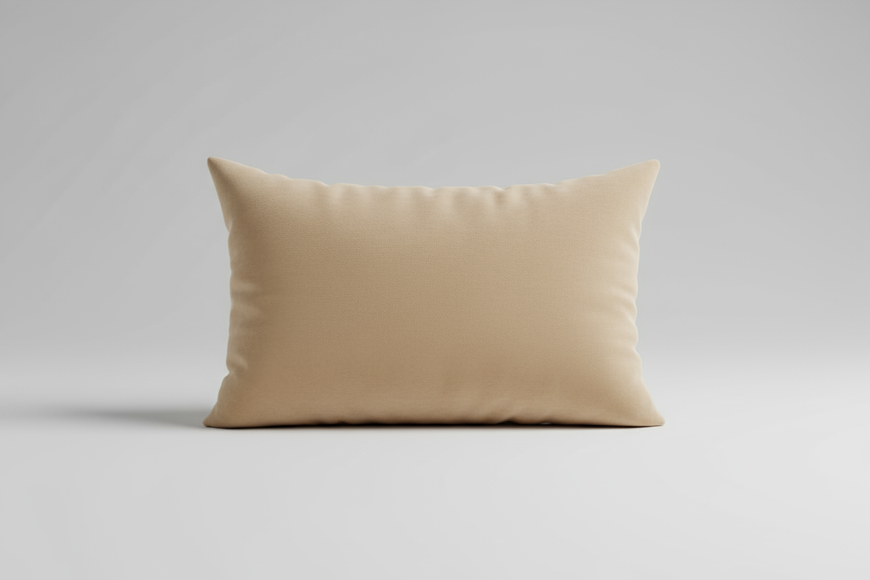 cushion insert  in rectangle, beige color, puffy and smooth