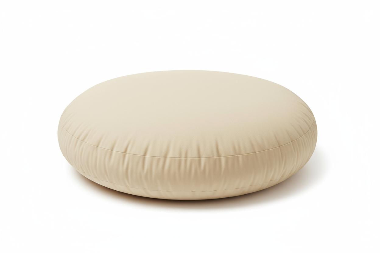 cushion insert  in round, beige color, puffy and smooth